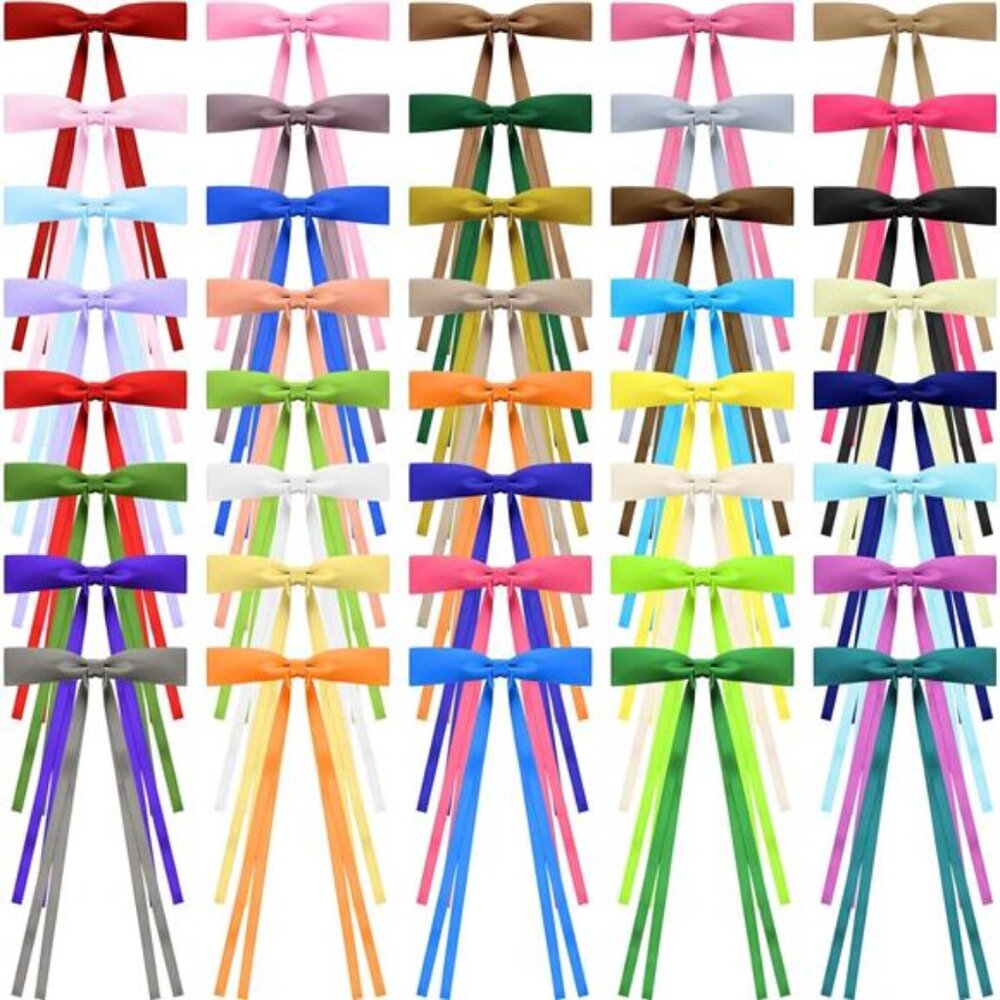 40 Pcs Bow Hair Clips Bulk Multicolor Bow Barrettes Set Hair Accessories